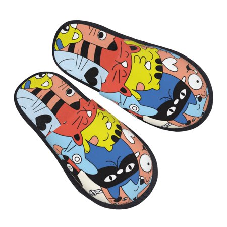 

Ocsxa Mens Womens Cozy Memory Foam Scuff Slippers Slip On Warm House Shoes Indoor/Outdoor Funny Cats Designs-Medium