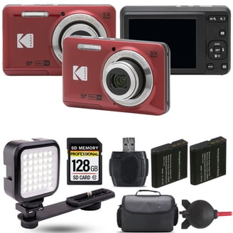 Kodak PIXPRO FZ55 Digital Camera (Red) + Extra Battery + 1 Yr