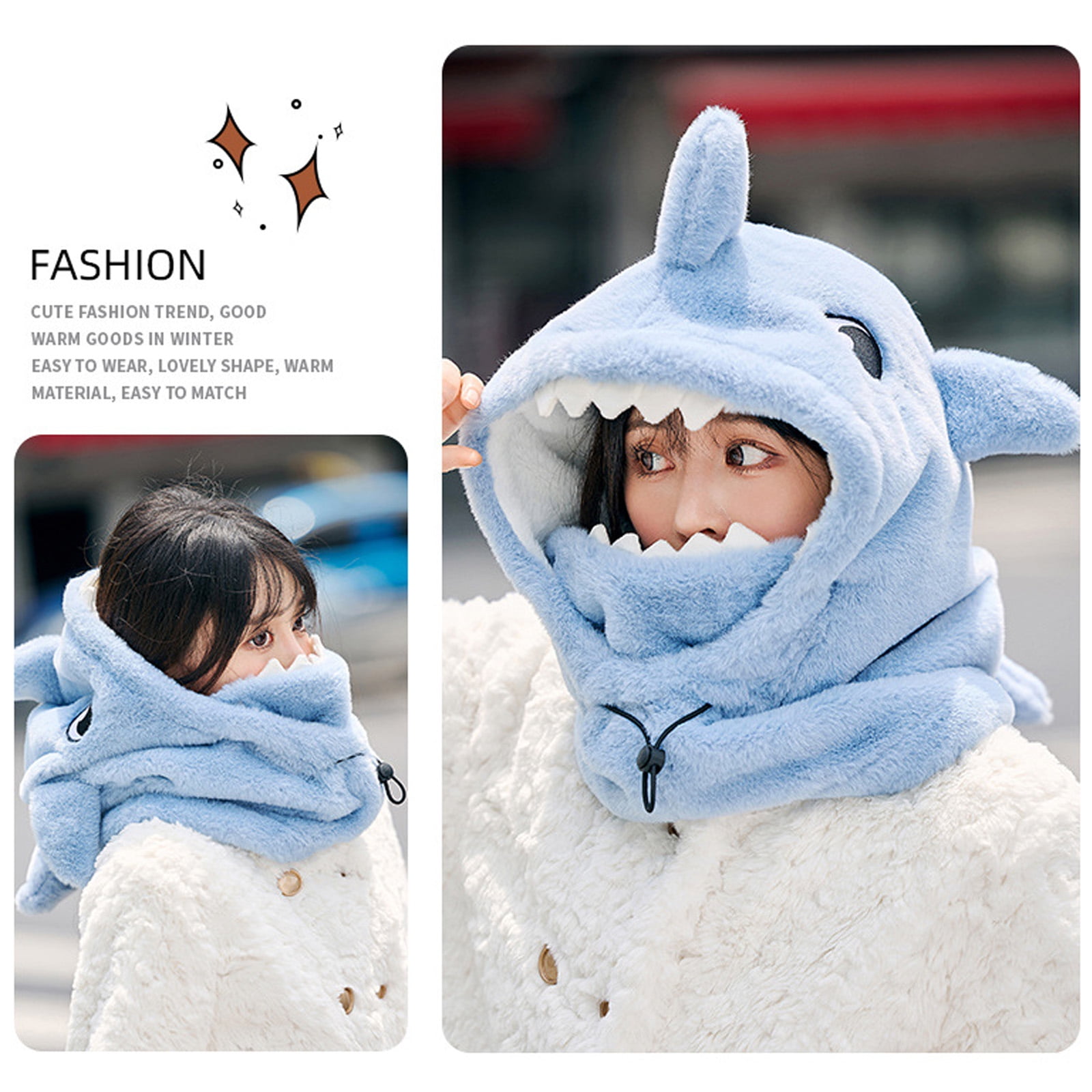 Furry Plush Fish Ski Helmets Covers for Winter Outdoor Adventures and Sport Women and Girl Lovely Thick Warm Headgrea Hat