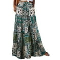 thumbnail image 2 of Plus Size Maxi Skirts for Women Chiffon Long Skirt High Waisted A-Line Flowy Skirt with Pockets for Summer Green M, 2 of 4