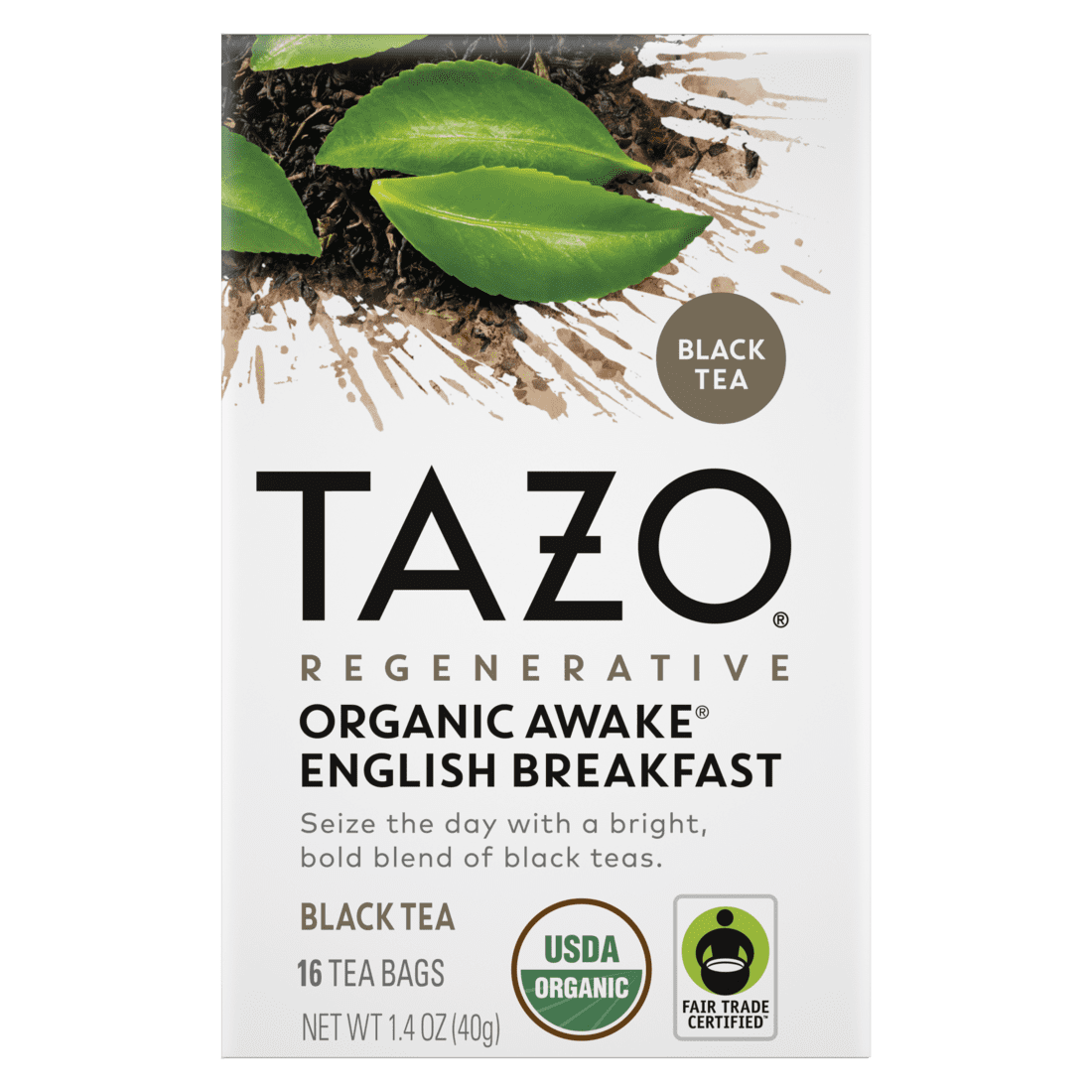 TAZO Tea Bag Regenerative Organic Awake, Black Tea, Caffeinated, 16 Count Box