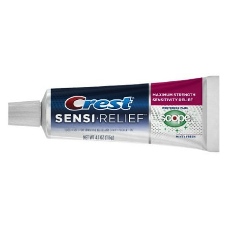 Crest Blanchissant Sensi-Relief avec Scope Menthe frais Dentifrice, 4.1 Oz, 3 Pack