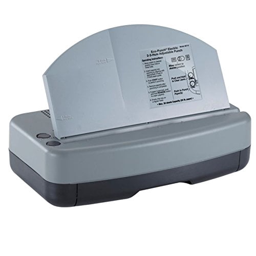 Officemate Electric 2-3 Hole Adjustable Eco-Punch, 30% Recycled, Black/Gray/Green (90115)