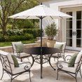 thumbnail image 4 of Round Outdoor Tablecloth with Umbrella Hole and Zipper, Brown Black Ombre Fitted Table Cover with Elastic Edge for 31-35 Inch, Modern Gradient Abstract Art Waterproof Patio Tablecoths for Picnic, 4 of 9