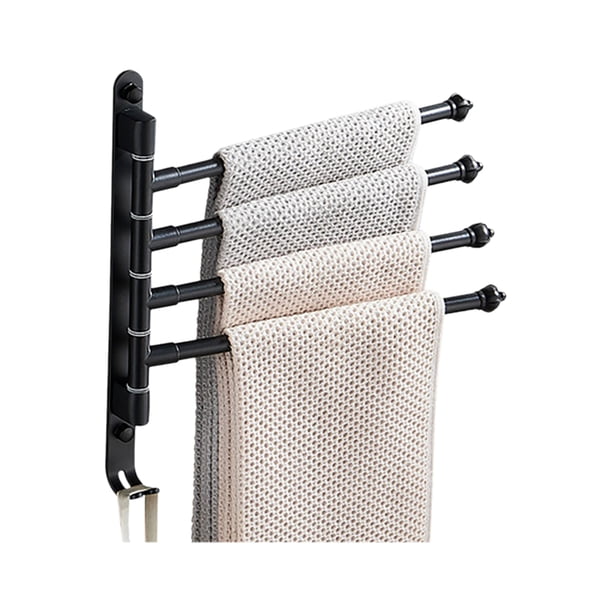 Toalleros giratorios con ganchos, 4 barras, brazos plegables, colgador de toallas de baño, soporte d Tomshoo Tipo 3