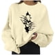 thumbnail image 1 of Moda mujer Casual impresión cuello redondo manga larga suelta camiseta otoño blusa pulóver Tops Pompotops FGAJ10501, 1 of 7
