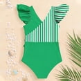thumbnail image 5 of Busydd Girls One Piece Swimsuits with Built in Bra 7-16 Years Trendy Ruffle V Neck Girls' Swimwear Summer Beach Striped Bathing Suit 15-16 Years, 5 of 8