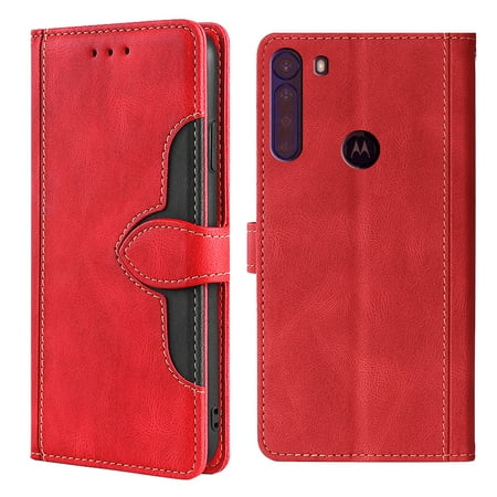 VIGOROSO Genuine Leather Case Cover For Moto One Fusion Plus Card Pocket Flip Red Blue Brown Black