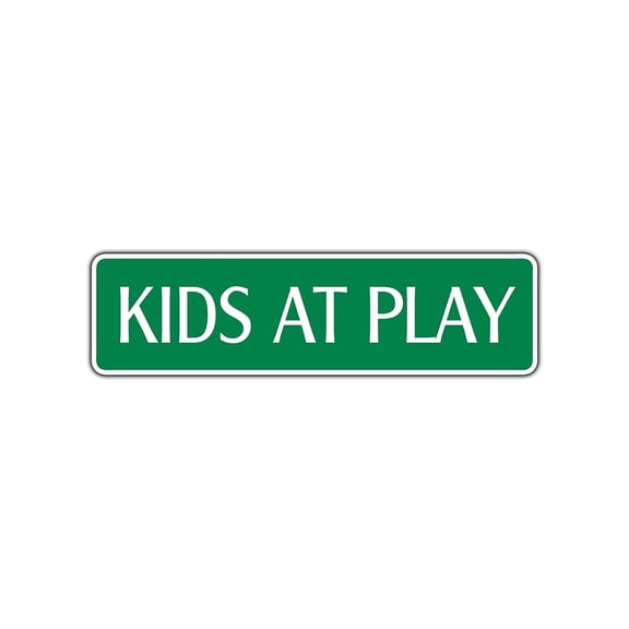 Kids At Play Metal Street Safety Sign Child School Drive Slow Caution Warning 4x13.5