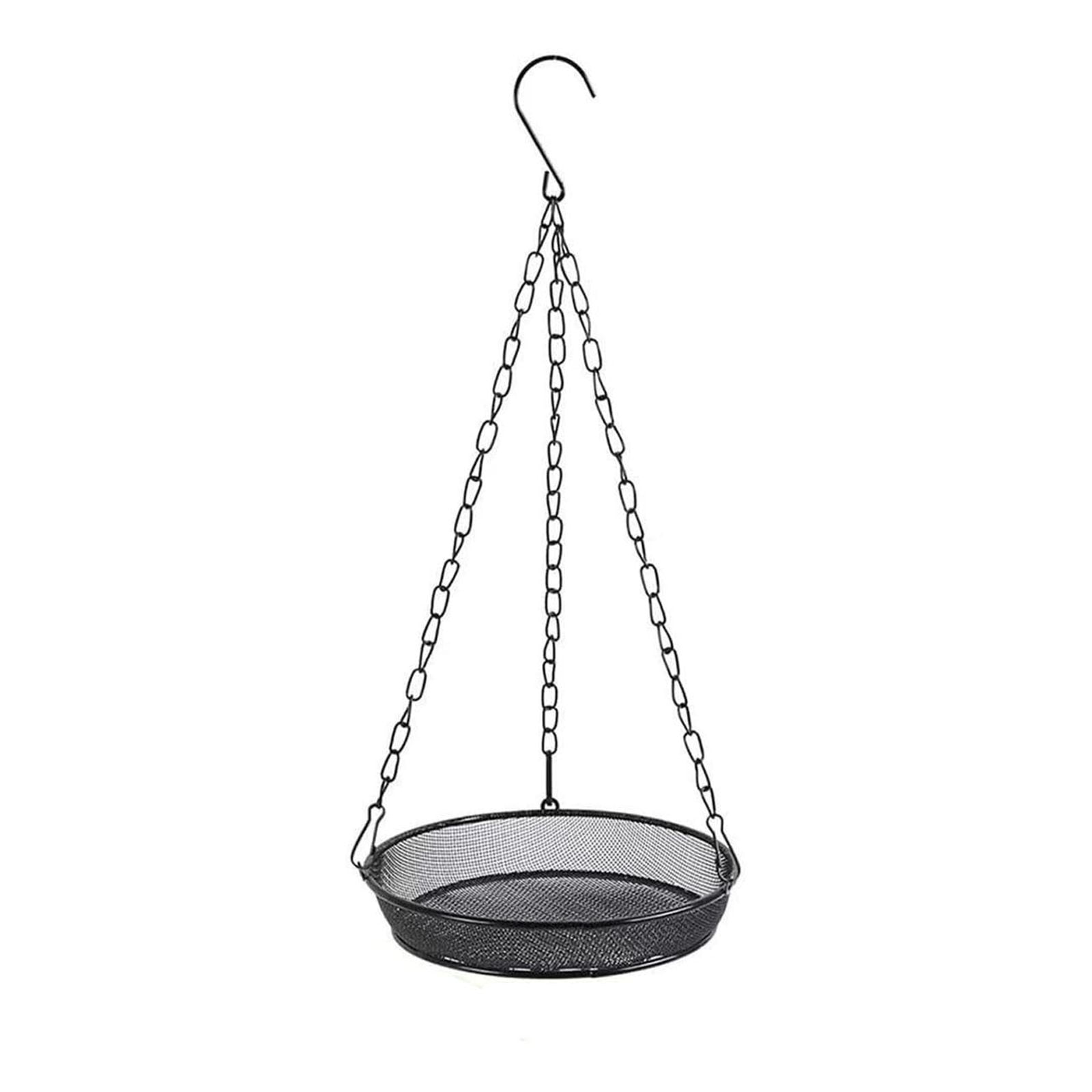 Metal Hanging Bird Feeder Tray Decorative Mesh Garden Feeding Accessory For Backyard Terrace And Courtyard Efficient Drainage Design To Attract Wild Birds,Black