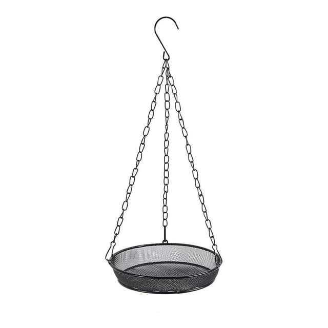Fesfesfes Clearance Scrollwork Metal Seeder Tray,Antique Iron Feeding Grille with Non-Tip Legs, Vintage Garden Bird Feeder black