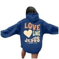 thumbnail image 2 of LEKDFST Love Like Jesus Christian Hoodies for Women Religious Faith God Sweatshirts Bible Verse Inspirational Pullover Tops Blue S, 2 of 8