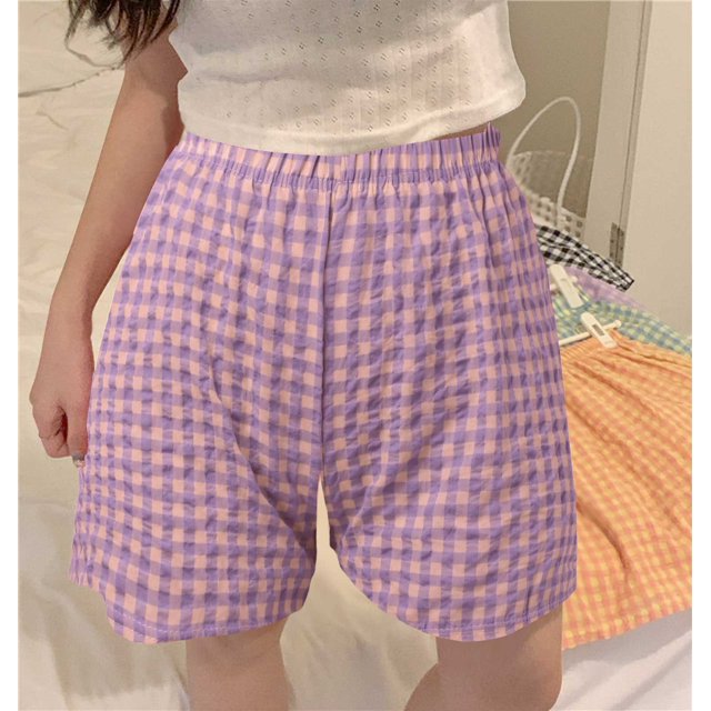 WILLBEST Pantalones Casuales para Mujer, Cintura Alta, Cuadros, Retro, Rectos, Pierna Ancha, Corte A, para Damas Unitalla