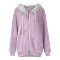 thumbnail image 4 of Youmylove Winter Fleece Jacket For Women Cozy Fleece Zip Up Hoodie Jacket Winter Warmth & Comfort Fleece Hooded Jackets Warm Coat, 4 of 4