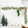 thumbnail image 5 of Christmas Poinsettia Garland, Artificial Garland with White Edge Green Holly Leaves for Xmas Home Dining Room Deck Railing Staircase Decorations-A, 5 of 5