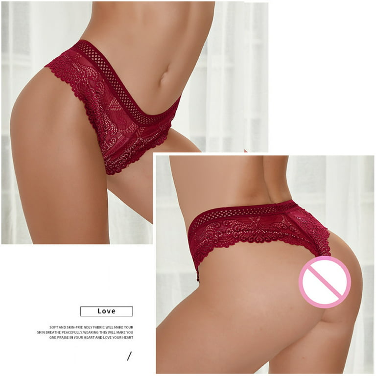 Cotton Essentials Lace-Trim Mid-Rise Thong Panty in Pink