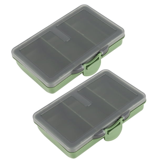 Ylshrf Carp Fishing Tackle Box, Mini Storage Box Sturdy Green 105x70x25 Mm For Fishing 2 Compartments 2 Cells