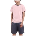 thumbnail image 5 of Linfrsh Boys Summer Clothes Toddler Boy Outfits Baby Boy Dinosaur Print Short Sleeve T Shirt and Shorts Set 2 Piece Spring Summer Clothes(Pink,Size 18-24 Months), 5 of 5