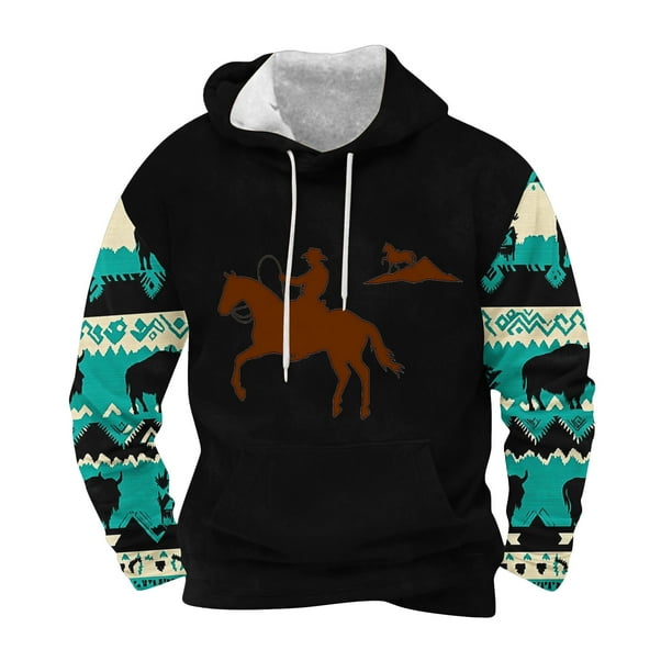 Sudadera con capucha para hombre, moda, bolsillos, manga larga, estilo étnico, estampado vintage, sudadera con capucha, blusa de poliéster para hombre