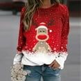 thumbnail image 2 of Sweat à Capuche d'Hiver pour Femmes Mode Cardigan Col Rond Chaud Imprimé Noël Pull de Noël Hoilidy Blouse Ample Mi-Longue, 2 of 4