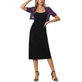 thumbnail image 2 of INSPIRE CHIC Casual Short Sleeve Mesh Sheer Shrug for Women's Open Front Cropped Cardiga Bolero XL Purple, 2 of 6