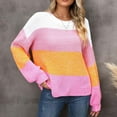 thumbnail image 5 of Giftesty Sweaters for Women Plus Size Women's Casual Round Neck Long Sleeve Sweater Knitted Stripe Loose Blouse Tops, 5 of 9
