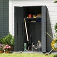 thumbnail image 6 of EHHLY Freestanding Garage Storage Cabinet, 28 Cu Ft Resin Utility Cabinet with 4 Adjustable Shelves, Lockable Waterproof Organizer for Garage, Patio, Backyard, Sage Gray, 6 of 8