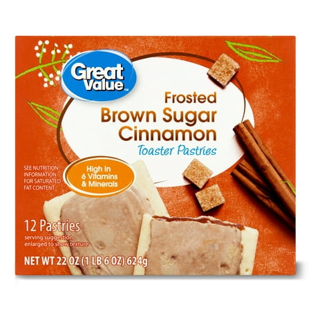 Great Value Frosted Brown Sugar Cinnamon Toaster Pastries, 22 oz, 12 Count