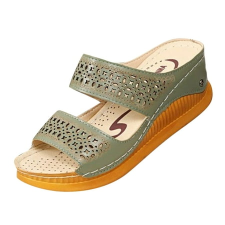 

knqrhpse slippers for women Fashion Spring And Summer Slope With Hollow Ladies Sandals Roman Peep Toe womens slippers house slippers for women