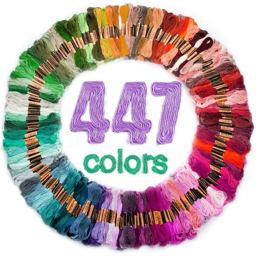 Embroidery Floss Set, Rainbow Color Polyester Cotton Threads for Cross Stitch, Bracelet Yarn, Craft Floss, Premium Rainbow Color Embroidery Floss
