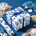 thumbnail image 4 of Fish Wrapping Paper Roll - Mini Roll - 17 Inch x 16.5 Feet - Blue Fish Theme Ocean Wrapping Paper for Baby Shower, Kids Boy Girl Birthday, Beach Wedding, 4 of 14