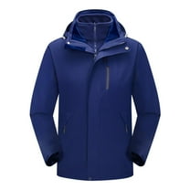 CHEEREAM Men's 3 in 1 Waterproof Ski Jackets Warm Winter Insulated Snow Coat Mountain Windbreaker Hooded Raincoat Fleece Jacket Navy 3XL