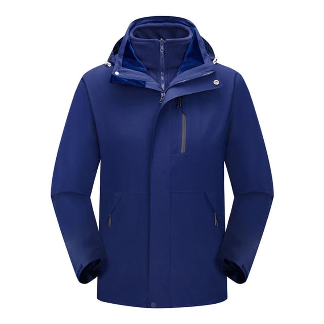 KIHOUT Winter Warm Coats for Men Fashion Fallow Three-In-One Two-Piece Outdoor Jacket Long Sleeved Coat,Size XS-4XL