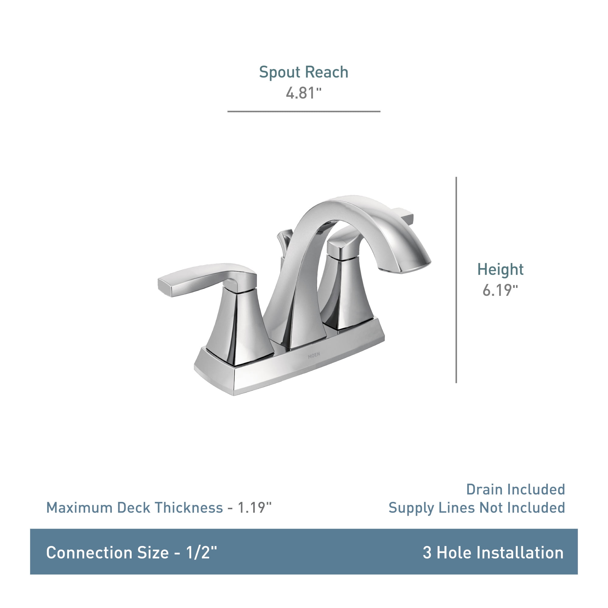 Moen Voss Chrome Two-Handle Bathroom Faucet
