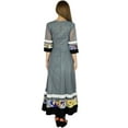 thumbnail image 4 of Bimba Women Long Flaired Anarkali Kurti Gray Party Kurta Sheer Sleeve Blouse, 4 of 7