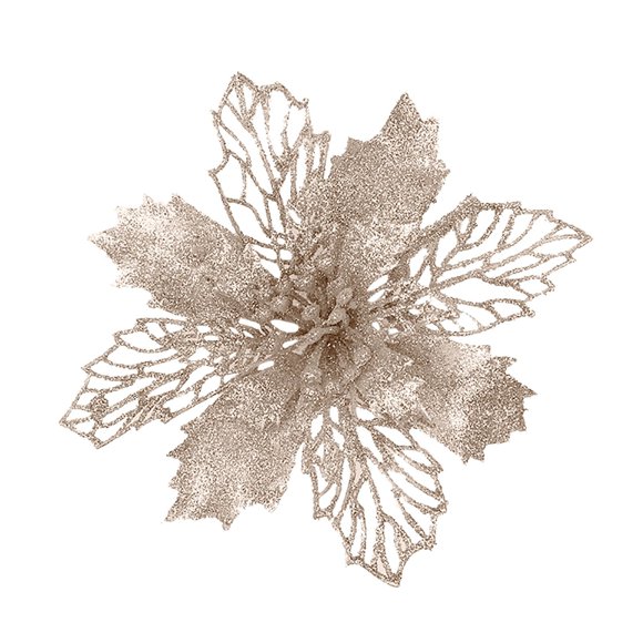 ZTTD Poinsettia Flower for Christmas Tree, 1 Pcs Glitter Christmas Flower Artificial Poinsettia Flowers Xmas Tree Ornaments for Christmas Party Wreath Decoration