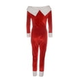 thumbnail image 3 of Musuos Women Sexy Christmas Costumes Off Shoulder Long Sleeves Bodycon Romper, 3 of 8
