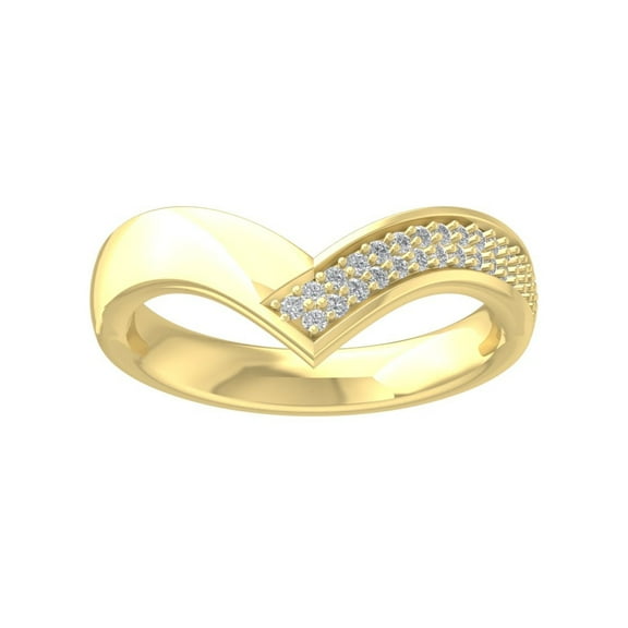 ARAIYA FINE JEWELRY 10K Yellow Gold Lab-Grown Diamond Anniversary Ring (1/5 cttw Round-shape Lab-Grown Diamonds (D-F Color, VS Clarity) Size 6