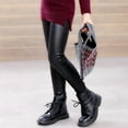 thumbnail image 2 of Huanledash Winter Girls Faux Leather Pants Plush Liner Leggings Kids Skinny Warm Trousers, 2 of 8
