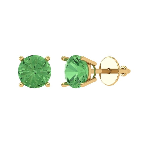 Clara Pucci 1.5Ct Green Round Cut VVS1 Screw Back Stud 18k Solid hypoallergenic Gold Designer Earrings For April