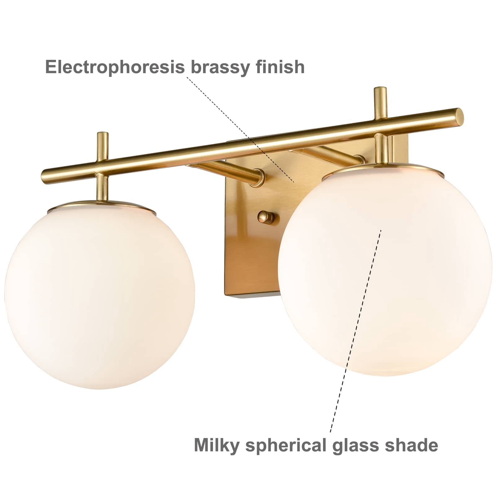 Gold Vanity Light Modern Bathroom Light Fixture Over Mirror with White Globe