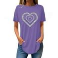thumbnail image 1 of FAIWAD Tuniques à Manches Courtes pour Femmes, Col Rond, Blouses Amples, T-shirts Graphiques avec Cœur Mignon, 1 of 3