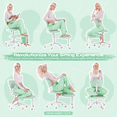 thumbnail image 6 of Pinmoco Ergonomic Cross Legged Swivel Chair, Wide Swivel Vanity Chair with Back Support, Height Adjustable for Criss Cross Sitting, Green, 6 of 13