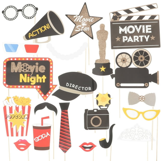 EeaseMX Tinksky 21pcs Movie Theme Mask Photo Props Bachelorette Party Boda Decoración Bigote Fiesta de cumpleaños Suministros