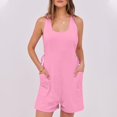 thumbnail image 5 of Baqcunre Womens Summer Romper, Women Summer Casual Sleeveless Romper Short Overalls Loose Back Adjustable Jumpsuit with Pockets 2025 Trendy Outfits, Overalls for Women One Jumpsuit Pink XXL, 5 of 9