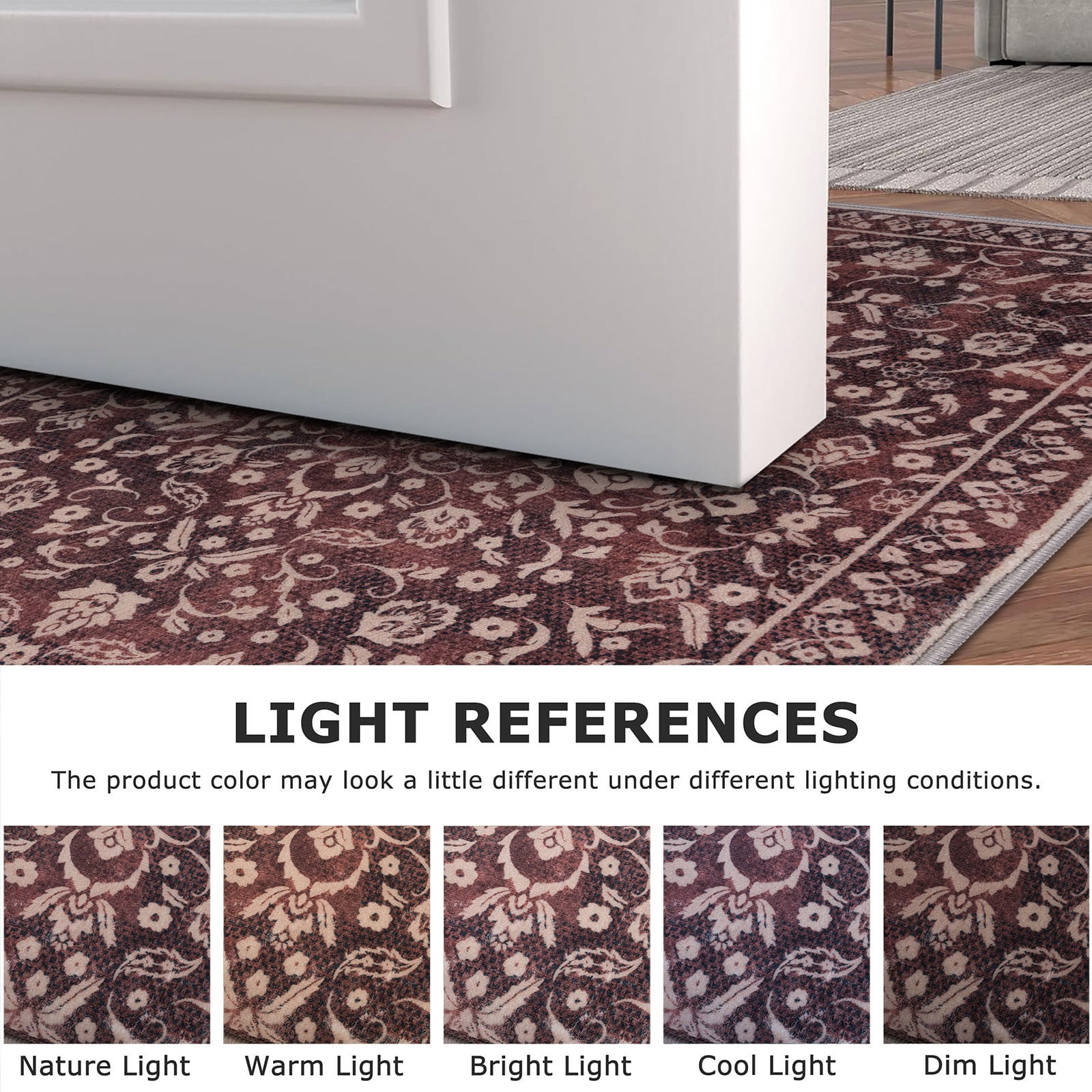 GLATTICE Entryway Rugs 3x5 ft Washable Area Rug Super Soft Rug Non Slip Rubber Backed Entry Rug for Kitchen Bedroom Office Living Room, Deep Burgundy