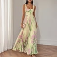 thumbnail image 2 of CIENVNSTG Wedding Guest Dresses For Women 2026 Square Neck Sleeveless Floral Pleated Maxi Dress Belted Flowy Sundress Boho Outfit Yellow S, 2 of 8
