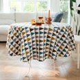 thumbnail image 2 of Round Tablecloth 140cm Cotton and Linen Fabric Simple Twill Tablecloth Nordic Style Stain-Proof Wrinkle-Resistant Decoration for Kitchen Dining Table (Colorful, Diameter 140cm), 2 of 5
