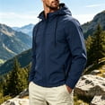 thumbnail image 2 of Sevevn Hooded Windbreaker Jacket for Men Full Zip Long Sleeve Zipper Pocket Water Resistant Outdoor Casual Coat Navy 2XL, 2 of 5