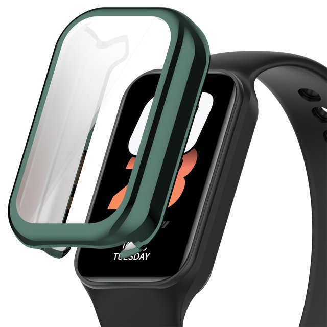 Étui de Protection pour Redmi Smart Band 2 Résistant Pare-Chocs Complet TPU pour Xiaomi Band 8 Active Scratch Protecteur d'Écran 5 Vert Redmi Band 2